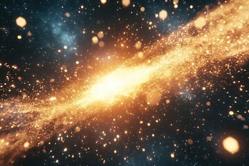 Wall Mural - a spectacular cosmic impact scene with a blazing meteorite streaking through starlit space, trailing