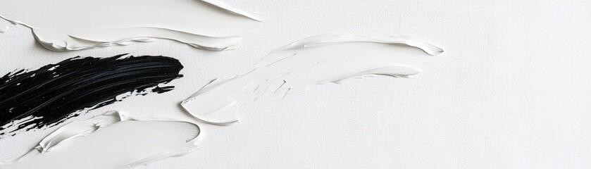 Poster - Minimal black ink brush strokes gently adorn the white canvas, establishing a tranquil yet dynamic atmosphere, ideal for any text-based content or artistic display