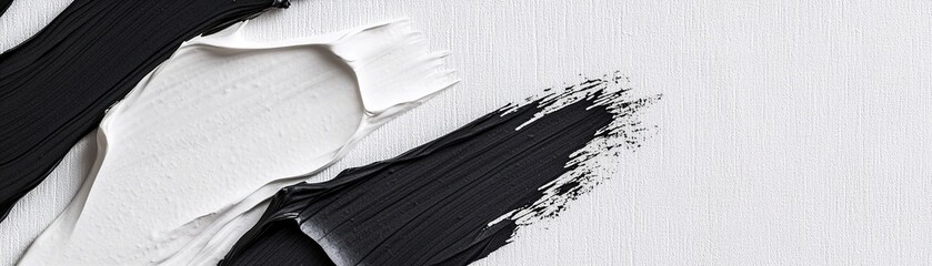 Poster - Minimal brush strokes in black ink contrast beautifully against a white texture, creating a serene atmosphere. This composition invites creativity and artistic interpretation