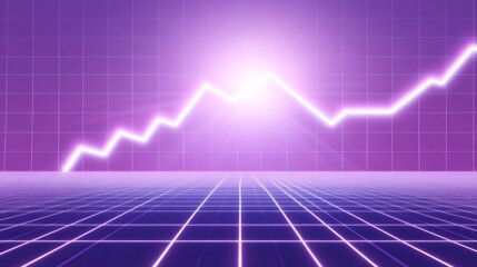 Poster - A sleek D line graph with sharp, glowing edges and a steady upward trajectory, set against a futuristic digital grid background