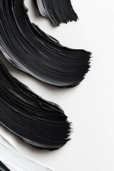 Poster - Organic black brushstrokes flow gracefully across a white backdrop, evoking simplicity and calmness. The spacious design invites wellness-themed text overlays and logos