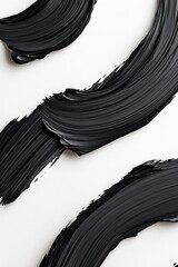 Poster - Soft black brushstrokes flow gracefully across a white background, providing a serene canvas suitable for wellness themes or inspirational text overlays. Ample space invites creativity
