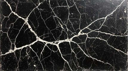 Poster - Black marble texture with white cracks.