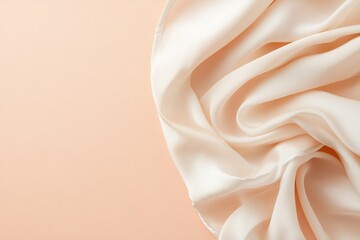 Poster - A seamless gradient transitions from creamy tones to soft peach, enhanced by diffused light. The flowing textile adds a touch of elegance, embracing a serene Nordic ambiance perfect for modern design