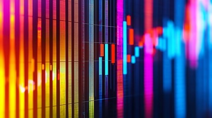 Poster - Abstract Neon Stock Market Chart Display with Vibrant Colors