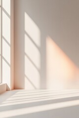 Poster - A gentle spotlight bathes a light gray background in a soft, warm glow. It creates an inviting atmosphere, perfect for showcasing minimalist designs or text overlays