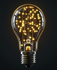 Poster - Illuminated Light Bulb with Internal Circuitry, Representing Innovation and Technology