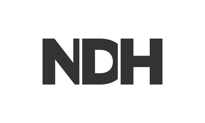 Poster - NDH logo design template with strong and modern bold text. Initial based vector logotype featuring simple and minimal typography. Trendy company identity.