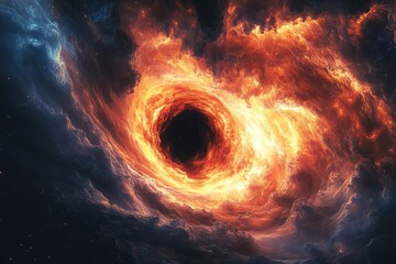 Wall Mural - an abstract representation of a black hole warping space and time in a cosmic swirl of energy.