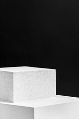 Poster - This design features a smooth black-to-white gradient backdrop that emphasizes a geometric white block, promoting elegance and simplicity in visual communication