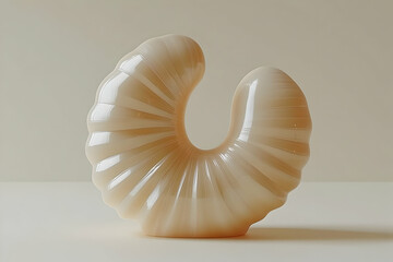 Poster - Beige abstract sculpture, studio shot, neutral background, design element