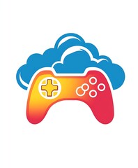 Poster - Cloud Gaming Controller: A vibrant game controller icon nestled within a stylized blue cloud.