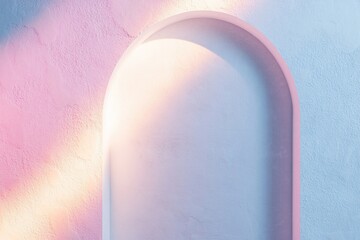 Poster - neon light creates a captivating display of colorful circles and triangles on a textured white wall,