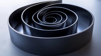 Poster - Abstract metallic spiral in dark grey.