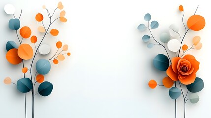 Poster - Minimalist garland pattern featuring delicate rose silhouettes and an abstract floral motif showcasing a contemporary botanical design with clean geometric shapes and a refined digital style
