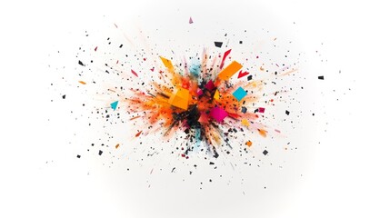 Poster - Colorful explosion of shapes creating dynamic artistic effect in high resolution