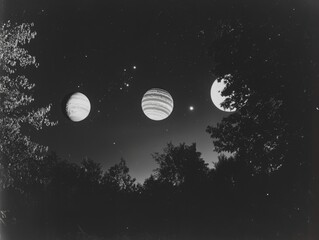 Wall Mural - Three planets in night sky