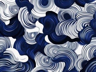 Aufkleber - abstract navy swirl: a mesmerizing seamless pattern featuring dynamic swirls of navy blue and white,
