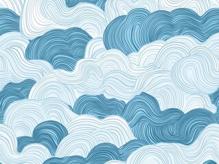 Aufkleber - abstract swirling clouds: a seamless pattern of ethereal blue and white swirling clouds, creating a 