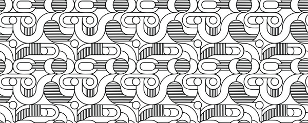 Wall Mural - geometric seamless pattern with stripes, arches and circles. outlines abstract shapes background or 