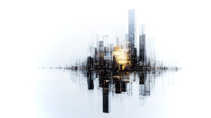 Leinwandbilder - Futuristic urban skyline in 4K, featuring abstract architectural designs