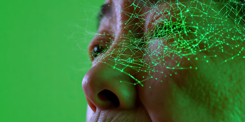 Poster - Human Face with Superimposed Green Network
