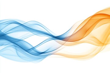 Poster - Blue, orange and yellow smoke waves.