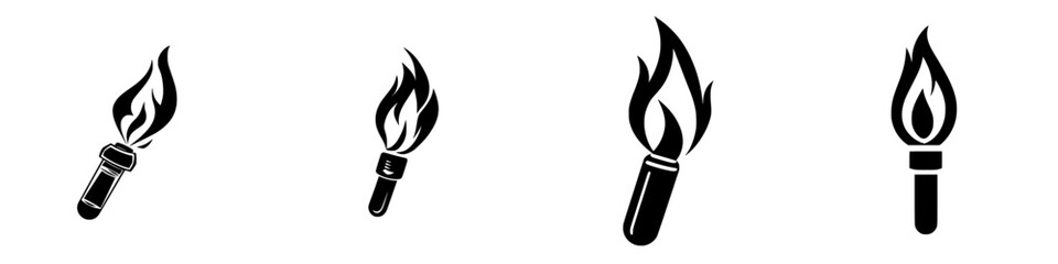 Poster - Multiple black torch icons with flames displayed in different sizes against a white background