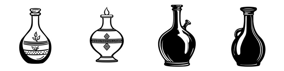 Poster - Decorative bottles displayed in a minimalist style showcasing varying designs and shapes