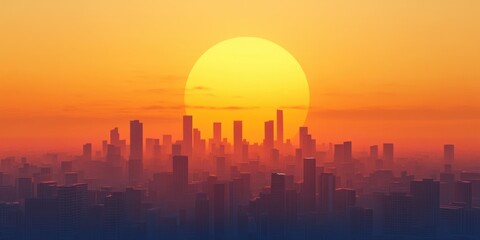 Poster - CITYSCAPE AT SUNSET