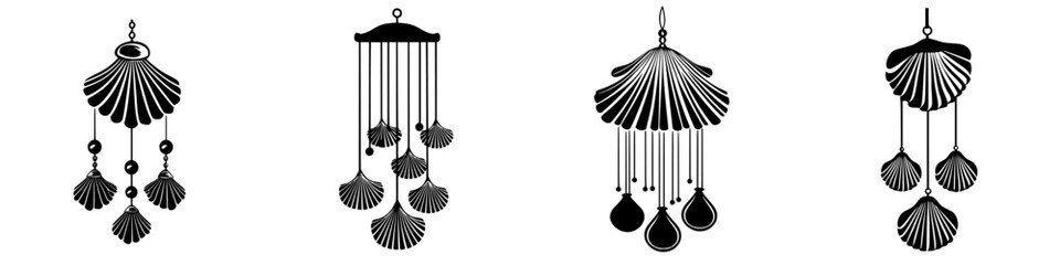 Poster - Unique decorative hanging ornaments showcasing elegant designs in black and white