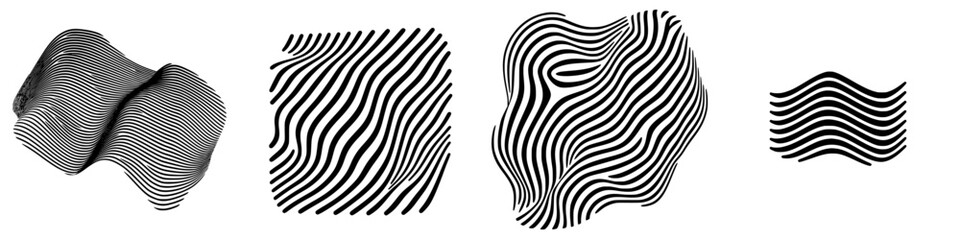 Poster - Abstract patterns in black and white showcasing varying line movements and shapes