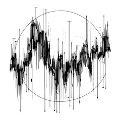 Poster - complex waveform illustration displaying fluctuations and variations in data over a period of time