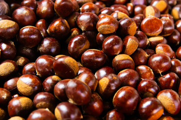 Wall Mural - chestnuts on sale in the market