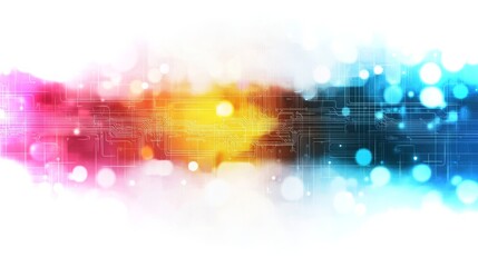 Poster - Vibrant abstract background showcasing digital technology with colorful patterns and light effects