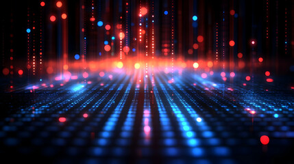Poster - Abstract digital data flow, glowing lines, technology background