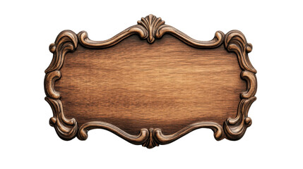 Fototapete - Elegant wooden sign with ornate frame on transparent background