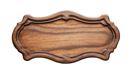 Fototapete - Elegant wooden sign with ornate carved border on transparent background