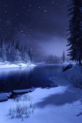 Wall Mural - riverbank at night