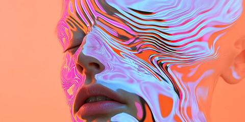Poster - digital abstract portrait with liquefied facial features