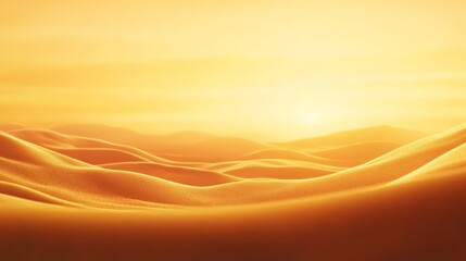Poster - Warm sunlight illuminating rolling sand dunes in a vast desert landscape, creating a serene and captivating scene of nature's beauty at sunset