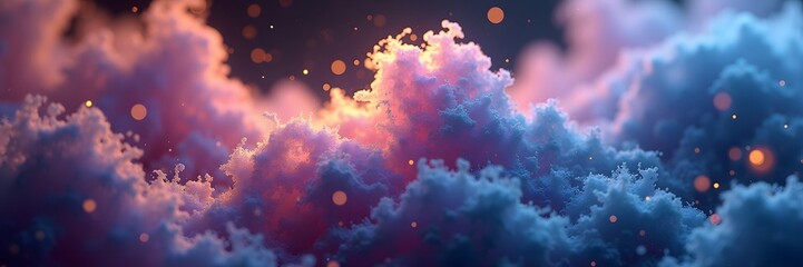 Wall Mural - generative ai dreamy sky clouds with bokeh lights clouds sky bokeh pink blue lights texture digital 