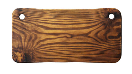 Leinwandbilder - Empty wooden cutting board with rounded corners and hanging holes on transparent background