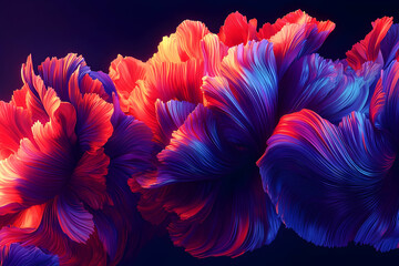 Poster - Abstract swirling flower art, dark background, design element