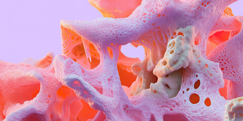 Poster - Pink and Off-White Porous Structure Close-up