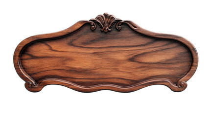 Fototapete - Elegant wooden sign with ornate carvings on transparent background