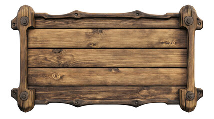 Fototapete - Old wooden sign with metal elements on transparent background