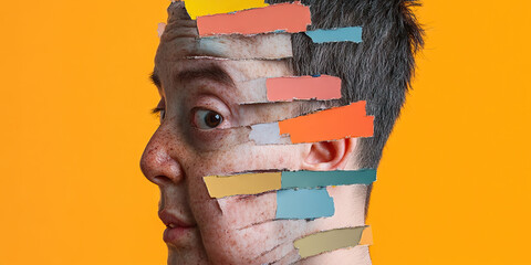 Poster - Profile Portrait with Pastel Color Strips