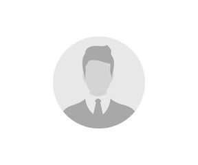 Poster - Abstract male avatar icon in business suit. User member, People icon in flat style. Circle button with avatar photo silhouette illustration on transparent background PNG. 