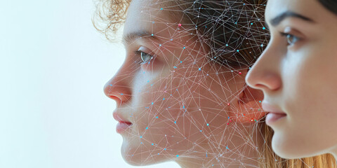 Poster - Two Female Profiles Overlaid with Network Graphic